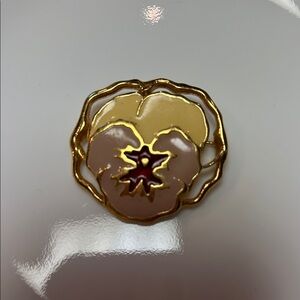 Gold and Pink Floral Brooch